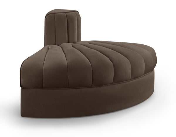 Meridian Furniture Rummi Channel Tufted Modular Accent Chair in Stain Resistant Performance Velvet for Living Room Brown 660Brown-RC