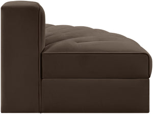 Meridian Furniture Rummi Channel Tufted Modular Accent Chair in Stain Resistant Performance Velvet for Living Room Brown 660Brown-RC
