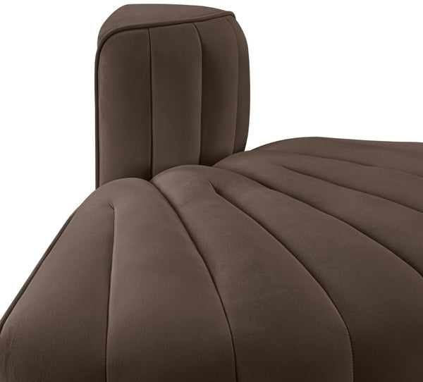 Meridian Furniture Rummi Channel Tufted Modular Accent Chair in Stain Resistant Performance Velvet for Living Room Brown 660Brown-RC