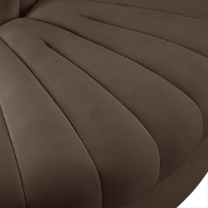 Meridian Furniture Rummi Channel Tufted Modular Accent Chair in Stain Resistant Performance Velvet for Living Room Brown 660Brown-RC