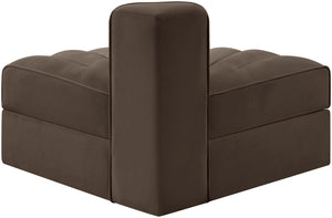 Meridian Furniture Rummi Channel Tufted Modular Accent Chair in Stain Resistant Performance Velvet for Living Room Brown 660Brown-RC