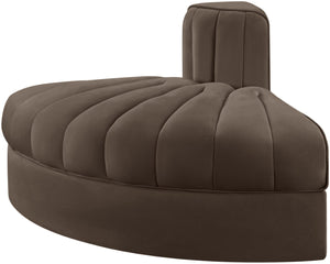 Meridian Furniture Rummi Channel Tufted Modular Accent Chair in Stain Resistant Performance Velvet for Living Room Brown 660Brown-RC