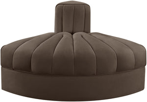 Meridian Furniture Rummi Channel Tufted Modular Accent Chair in Stain Resistant Performance Velvet for Living Room Brown 660Brown-RC