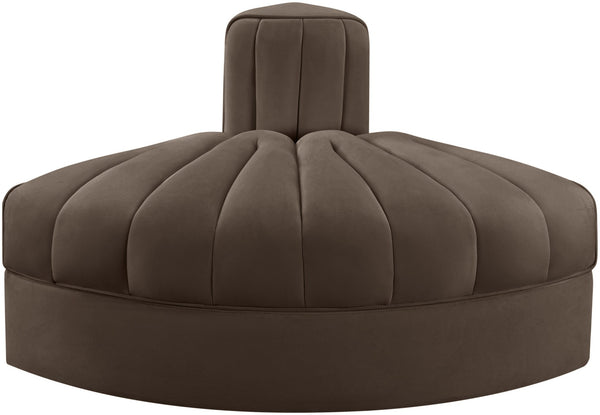 Meridian Furniture Rummi Channel Tufted Modular Accent Chair in Stain Resistant Performance Velvet for Living Room Brown 660Brown-RC