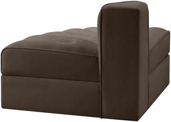 Meridian Furniture Rummi Channel Tufted Modular Accent Chair in Stain Resistant Performance Velvet for Living Room Brown 660Brown-RC