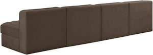 Meridian Furniture Rummi Four Piece Modular Sofa Channel Tufted Brown Velvet Performance Living Room 660Brown-S116