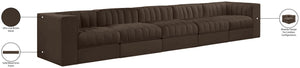 Meridian Furniture Rummi Five Piece Channel Tufted Modular Sectional in Brown Velvet Performance Fabric 660Brown-S155