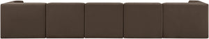 Meridian Furniture Rummi Five Piece Channel Tufted Modular Sectional in Brown Velvet Performance Fabric 660Brown-S155