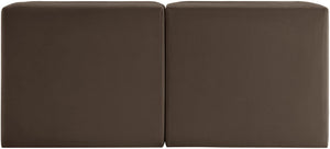Meridian Furniture Rummi Channel Tufted Modular Loveseat in Stain Resistant Performance Velvet for Modern Living Brown 58 inches 660Brown-S58