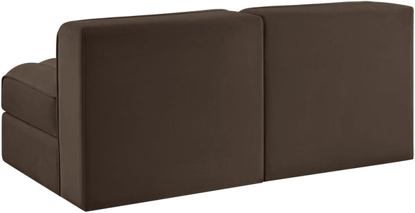 Meridian Furniture Rummi Channel Tufted Modular Loveseat in Stain Resistant Performance Velvet for Modern Living Brown 58 inches 660Brown-S58
