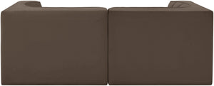 Meridian Furniture Rummi Channel Tufted Modular Loveseat in Stain Resistant Performance Velvet for Modern Living Brown 68 inches 660Brown-S68