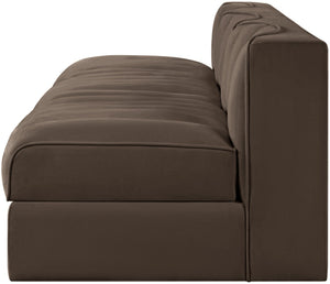 Meridian Furniture Rummi Three Piece Modular Sofa with Channel Tufted Brown Velvet Performance Fabric 660Brown-S87
