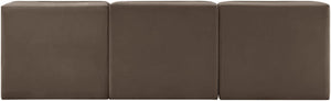 Meridian Furniture Rummi Three Piece Modular Sofa with Channel Tufted Brown Velvet Performance Fabric 660Brown-S87
