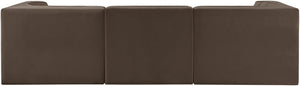 Meridian Furniture Rummi Channel Tufted Modular Sofa in Stain Resistant Brown Velvet for Living Rooms 660Brown-S97