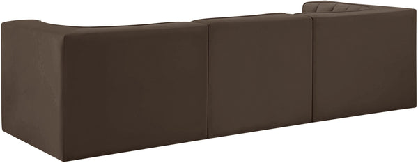 Meridian Furniture Rummi Channel Tufted Modular Sofa in Stain Resistant Brown Velvet for Living Rooms 660Brown-S97