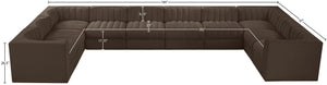 Meridian Furniture Rummi Channel Tufted Velvet 10 Piece Modular Sectional for Open Living Spaces 660Brown-Sec10A