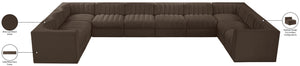 Meridian Furniture Rummi Channel Tufted Velvet 10 Piece Modular Sectional for Open Living Spaces 660Brown-Sec10A