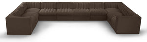 Meridian Furniture Rummi Channel Tufted Velvet 10 Piece Modular Sectional for Open Living Spaces 660Brown-Sec10A