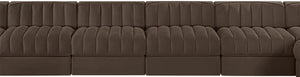 Meridian Furniture Rummi Channel Tufted Velvet 10 Piece Modular Sectional for Open Living Spaces 660Brown-Sec10A