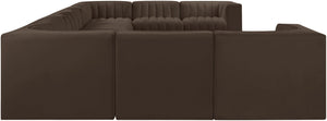Meridian Furniture Rummi Channel Tufted Velvet 10 Piece Modular Sectional for Open Living Spaces 660Brown-Sec10A