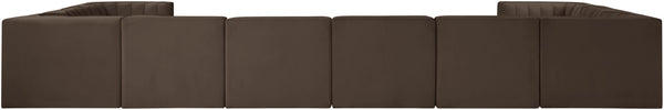 Meridian Furniture Rummi Channel Tufted Velvet 10 Piece Modular Sectional for Open Living Spaces 660Brown-Sec10A