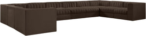 Meridian Furniture Rummi Channel Tufted Velvet 10 Piece Modular Sectional for Open Living Spaces 660Brown-Sec10A