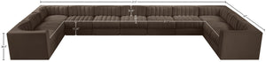 Meridian Furniture Rummi 11 Piece Modular Sectional Brown Velvet Channel Tufted Low Profile Living Room 660Brown-Sec11A
