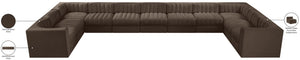 Meridian Furniture Rummi 11 Piece Modular Sectional Brown Velvet Channel Tufted Low Profile Living Room 660Brown-Sec11A