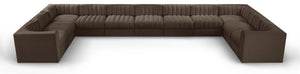 Meridian Furniture Rummi 11 Piece Modular Sectional Brown Velvet Channel Tufted Low Profile Living Room 660Brown-Sec11A