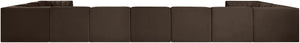 Meridian Furniture Rummi 11 Piece Modular Sectional Brown Velvet Channel Tufted Low Profile Living Room 660Brown-Sec11A