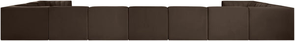 Meridian Furniture Rummi 11 Piece Modular Sectional Brown Velvet Channel Tufted Low Profile Living Room 660Brown-Sec11A