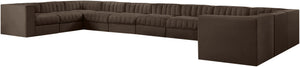 Meridian Furniture Rummi 11 Piece Modular Sectional Brown Velvet Channel Tufted Low Profile Living Room 660Brown-Sec11A