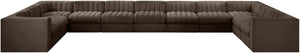 Meridian Furniture Rummi 11 Piece Modular Sectional Brown Velvet Channel Tufted Low Profile Living Room 660Brown-Sec11A