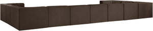 Meridian Furniture Rummi 11 Piece Modular Sectional Brown Velvet Channel Tufted Low Profile Living Room 660Brown-Sec11A