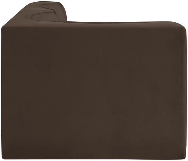 Meridian Furniture Rummi Channel Tufted Velvet Modular Sectional Sofa with Solid Wood Frame for Modern Living Brown 660Brown-Sec3A