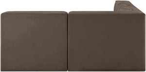 Meridian Furniture Rummi Four Piece Modular Sectional Brown Velvet Channel Tufted Contemporary Sofa 660Brown-Sec4A