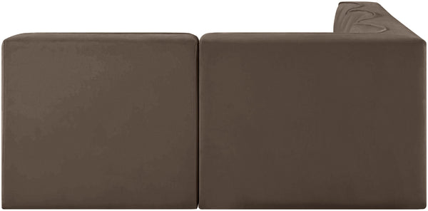 Meridian Furniture Rummi Four Piece Modular Sectional Brown Velvet Channel Tufted Contemporary Sofa 660Brown-Sec4A