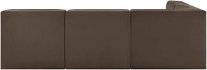 Meridian Furniture Rummi Four Piece Modular Sectional Brown Velvet Channel Tufted Contemporary Sofa 660Brown-Sec4A