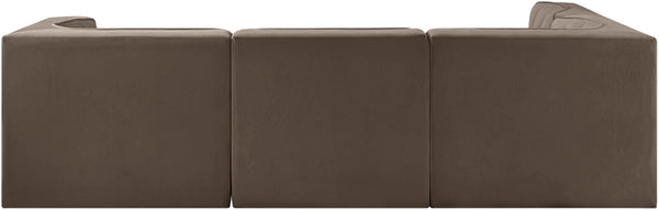 Meridian Furniture Rummi Channel Tufted Brown Velvet Modular Sectional with Four Piece Configuration 660Brown-Sec4B