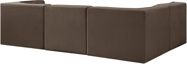 Meridian Furniture Rummi Channel Tufted Brown Velvet Modular Sectional with Four Piece Configuration 660Brown-Sec4B