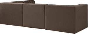 Meridian Furniture Rummi Channel Tufted Brown Velvet Modular Sectional with Four Piece Configuration 660Brown-Sec4B