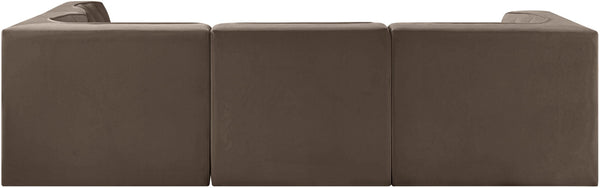Meridian Furniture Rummi Channel Tufted Brown Velvet Modular Sectional with Four Piece Configuration 660Brown-Sec4B