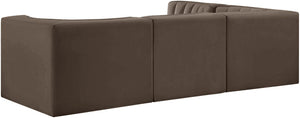 Meridian Furniture Rummi Channel Tufted Brown Velvet Modular Sectional with Four Piece Configuration 660Brown-Sec4B