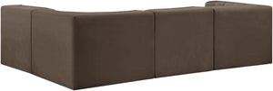 Meridian Furniture Rummi Channel Tufted Brown Velvet Modular Sectional with Four Piece Configuration 660Brown-Sec4B