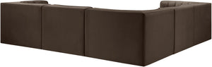 Meridian Furniture Rummi Five Piece Modular Sectional in Channel Tufted Brown Performance Velvet 660Brown-Sec5B