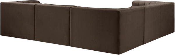 Meridian Furniture Rummi Five Piece Modular Sectional in Channel Tufted Brown Performance Velvet 660Brown-Sec5B
