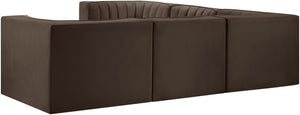 Meridian Furniture Rummi Five Piece Modular Sectional in Channel Tufted Brown Performance Velvet 660Brown-Sec5B
