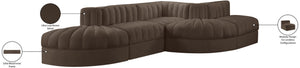 Meridian Furniture Rummi Five Piece Modular Sectional Brown Velvet Channel Tufted Contemporary Sofa 660Brown-Sec5D
