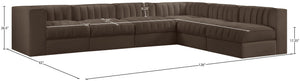 Meridian Furniture Rummi Six Piece Channel Tufted Modular Sectional Brown Velvet Performance Fabric 660Brown-Sec6B