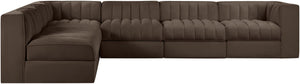 Meridian Furniture Rummi Six Piece Channel Tufted Modular Sectional Brown Velvet Performance Fabric 660Brown-Sec6B